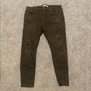 Men’s black skinny jeans,, ripped, by zara
